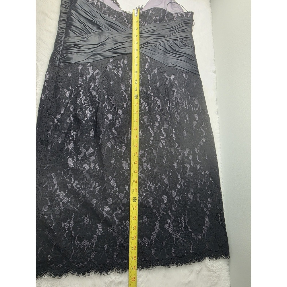 Anne Klein Black Lace Spaghetti Strap Sheath Dress Silk Satin Waist Sz 16 - Picture 11 of 13